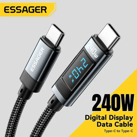 Essager 240W USB Tipo C para USB C Cabo 100W PD 3.1 Carregador de Carregamento Rápido Fio para Macbook Pro Xiaomi Samsung Laptop Cabo USBC 2M
