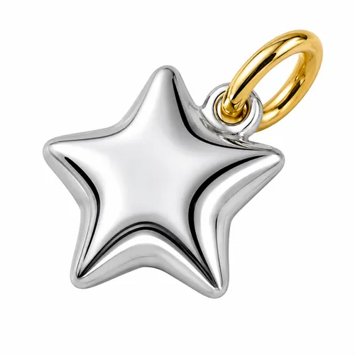 Pingente Estrela Bojuda com Detalhes em Ouro Branco 1,5 cm em Ouro 18K