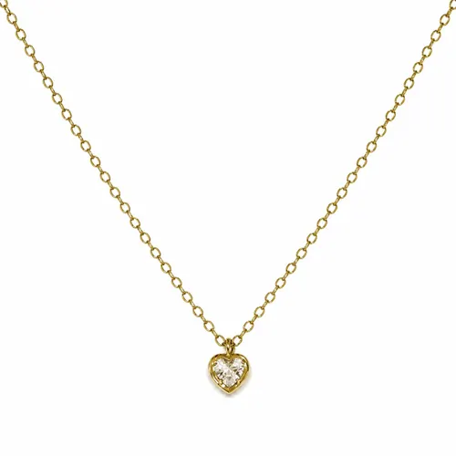 Corrente Elos Largos com Coração Central 7 x 6 mm em Prata Banhada a Ouro