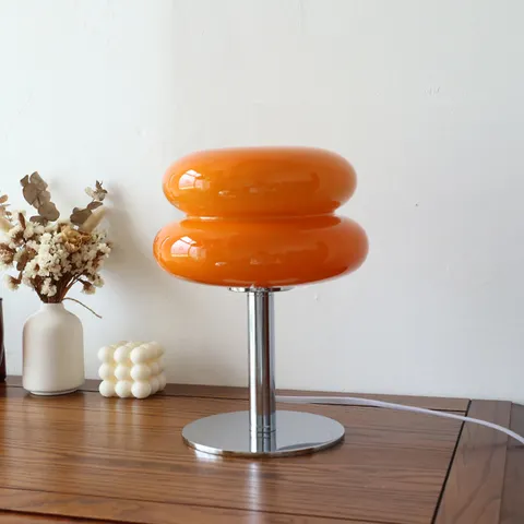 Macaron lâmpada de mesa vidro tricromático escurecimento sala estar atmosfera lâmpadas proteção para os olhos luz da noite menina quarto cabeceira decoração