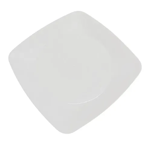 Prato Acrílico Quadrado Resistente Refeição 22cm Kit 50und - Branco