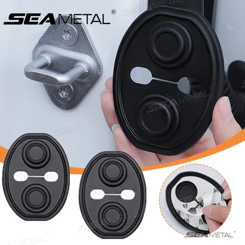 Seametal 4 pçs amortecedor de fechadura da porta do carro amortecedor almofada silicone fechamento da porta automática à prova de som capas protetoras acessórios