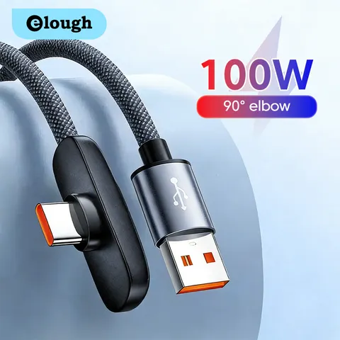 Carregador Rápido USB para Tipo C 100W 90 °   Cabo de Dados USB-C PD Super Carregamento para Jogos Samsung S23 S22 Huawei POCO Realme