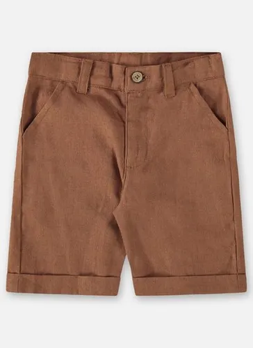 Bermuda Básica Infantil para Meninos em Linho (Marrom) Up Baby