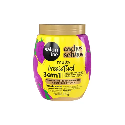 Creme de Pentear Salon Line Cachos dos Sonhos Irresistivel 3em1 Uva Creme para Cabelo Cacheado 1 Kg