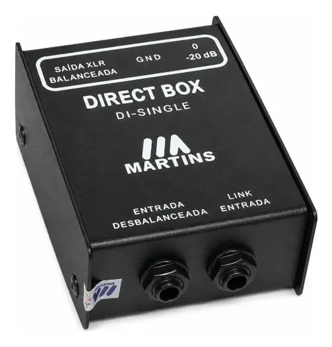 Direct Box Mono Passivo Martins DI-S Canal Único Chave Ground Lift Atuação Profissional