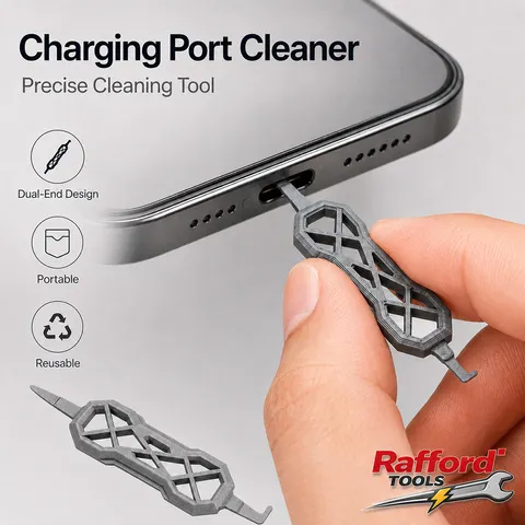Limpador Portátil de Portas de Carregamento Rafford, Ferramenta Removedora de Poeira USB C de Dupla Ponta para USB-A, USB-B e USB-C