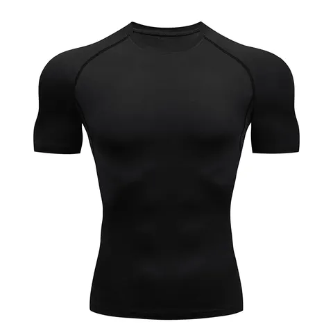 Homens correndo compressão camiseta de manga curta esporte t ginásio fitness moletom masculino jogging treino homme camisa atlética topos
