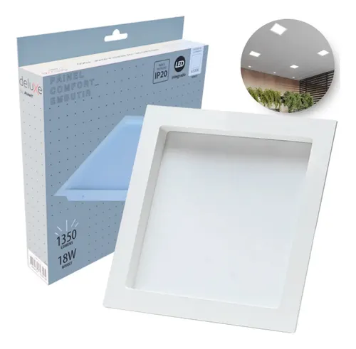 Painel LED Quadrado Recuado Comfort 18W com Luz Branco Frio 6500K da Avant