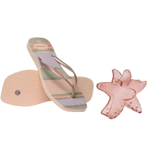 Kit Havaianas para Presente: Chinelo Slim Square Palette Glow + Presilha Estrela do Mar