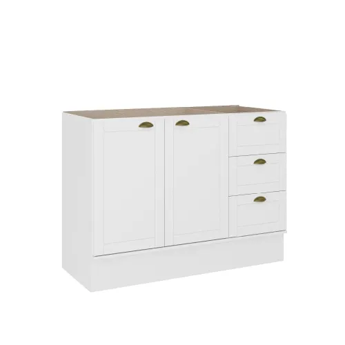 Balcão de Cozinha 120 cm 2 Pts 3 Gav MDF s/ Tampo Milla Carraro Branco
