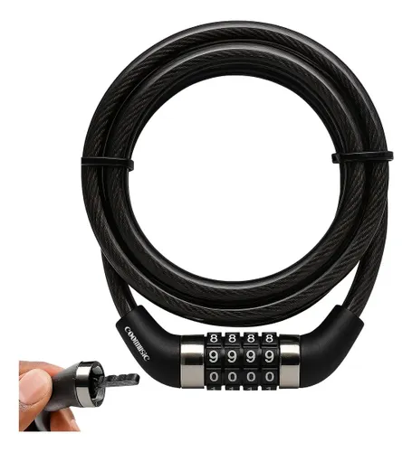 Cadeado Bicicleta Antifurto Trava com Senha Aço Reforçado para Bike Moto Corrente Portão Coolmusic Cor Preto