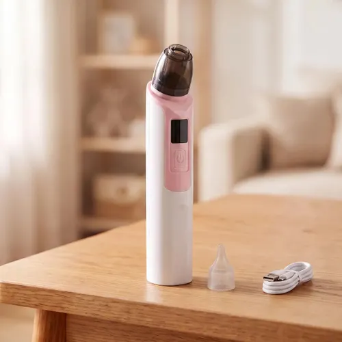 Aspirador Nasal Elétrico Infantil Recarregável Sugador Nasal Bebê 6 Níveis de Sucção 2 Bicos Cabo USB Livre de BPA Inclui Filtro Rosa para Higiene e Limpeza do Nariz de Bebês e Crianças Tedy cc