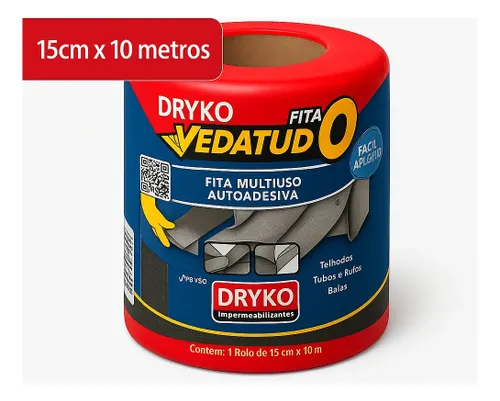 Manta Asfáltica Autoadesiva Aluminizada 15cm x 10m Dryko