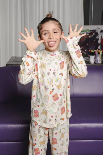 Kit Conjunto Pijama Infantil Estampa Pequenos Artistas