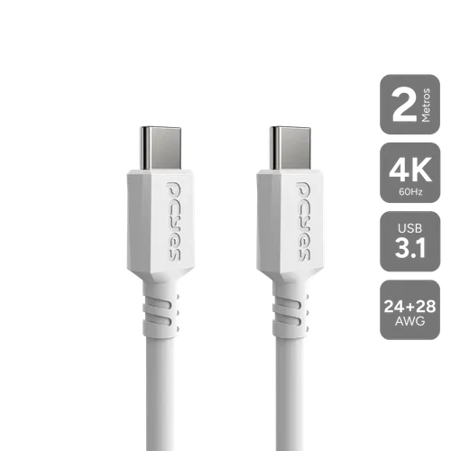 Cabo PCYES USB-C 3.1 para USB-C 3.1 Branco 2 Metros PUCP2B