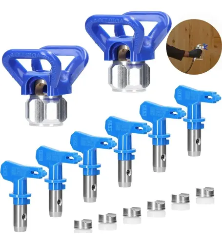 Kit com 6 Bicos Airless e 2 Bases de Proteção para Pulverizador de Tinta