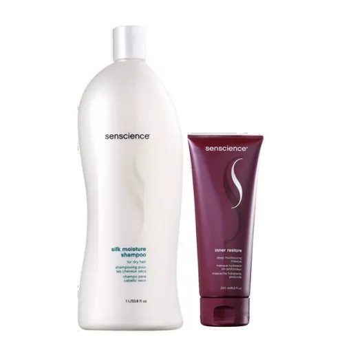 Kit Senscience Silk Moisture Shampoo 1 Litro e Máscara Inner Restore Deep Moisturizing 200ml