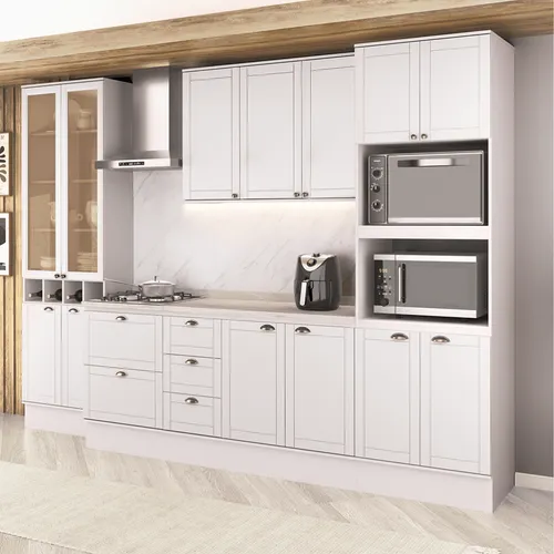 Armário de Cozinha Completa com Balcão Milla Claire Carraro Branco