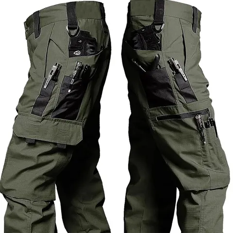Novas calças de trabalho tático dos homens calças de carga ao ar livre multi-bolso impermeável calça outono primavera ao ar livre workwear caminhadas