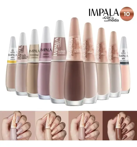 Kit 10 Esmaltes Impala Nude Cruelty-Free Secado Rápido