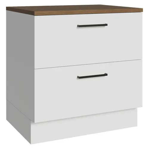 Balcão de Cozinha 80 x 60 cm 2 Gavetas Branco Tampo Rustic Agata Madesa