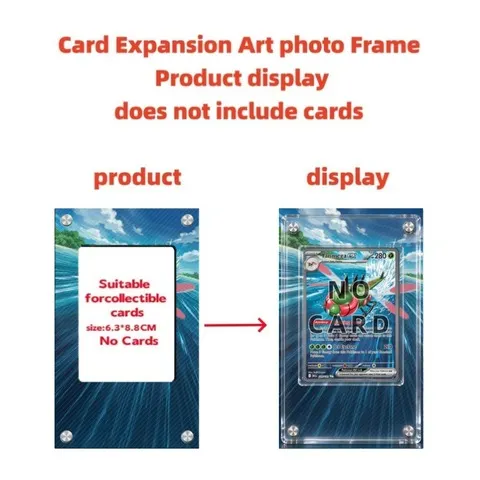 Moldura de Acrílico de Alta Definição para Exibição de Cartas de Anime, Presente para Colecionadores de Cartas PTCG, Ornamento de Mesa
