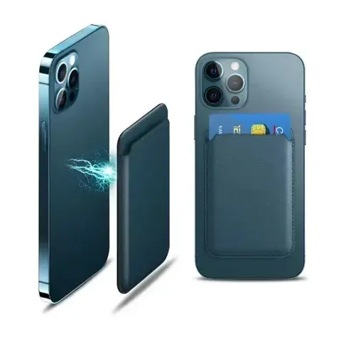 Carteira Magnética Antifurto de Couro para Cartões, Suporte de Bolso para iPhone 15/16/17 Pro Max, Capa Magnética Antifurto para Cartões de Crédito e Identidade