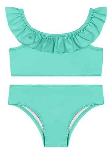 Biquíni Infantil em Malha Lisa UV DRY Forrados Verde