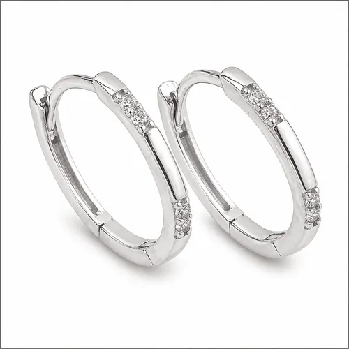Brinco 1,8 cm Prata Argola com 8 Zircônias