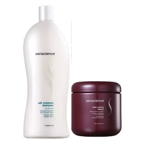 Kit Senscience Silk Moisture Shampoo 1 Litro e Máscara Inner Restore Intensif 500ml
