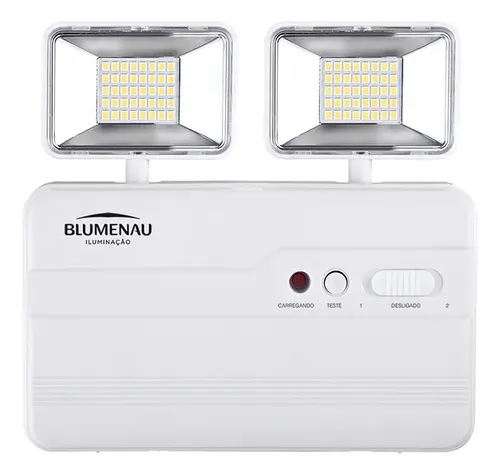 Blumenau Iluminação 40012224 luminária de emergência 2200 lumens led com bateria recarregável 10 w branca bivolt