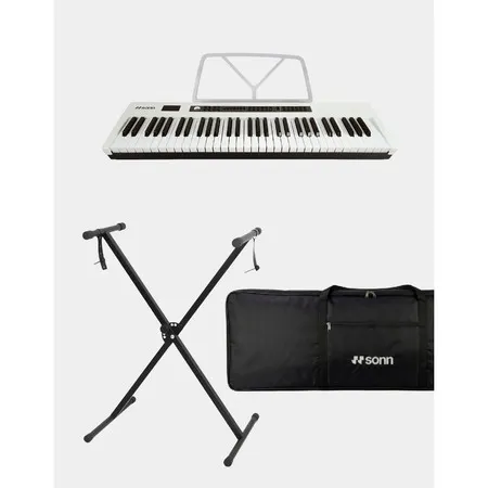 Teclado musical SONN + Capa + Suporte ajustável teclado 61 Teclas 300 Timbres e ritmos função sustain  kit completo
