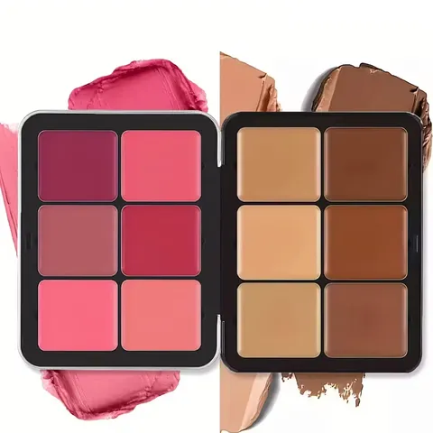 Paleta de Corretivo e Blush de 12 Cores, Maquiagem Matte e Iluminadora, Paleta de Rouge