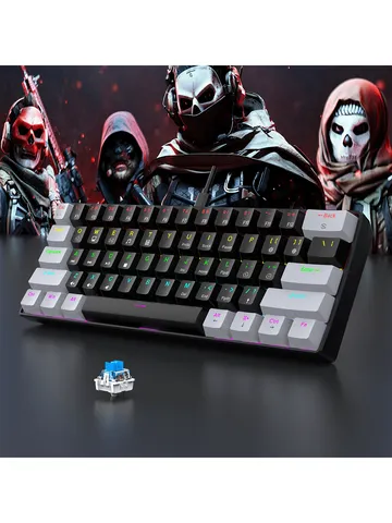 Teclado mecânico para jogos com fio 60% RGB retroiluminado ultra compacto mini layout para jogadores de PC/Mac e tipistas design de viagem fácil