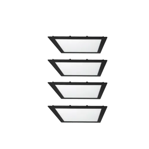 Kit 4 Plafons LED Embutir Quadrado 24W Preto 30cm