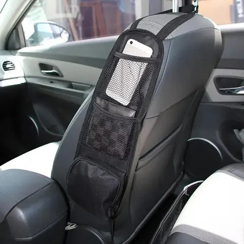 1 unidade Bolsa de Armazenamento Lateral para Encosto de Banco de Carro, em Tecido Oxford, Impermeável, Térmica, Resistente à Pressão, com Alça, para Compressão em Veículos