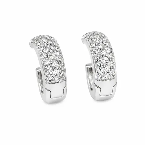 Brinco Argola 14 mm Cravejado com Zircônias em Prata