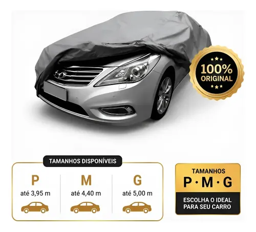 Capa para Carro Forrada Impermeável 100% Proteção Anti Raios Uv, Sol, Poeira, Riscos, Chuva Diversos Tamanhos P M e G Sumo