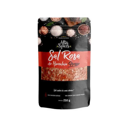 Sal Rosa do Himalaia Grosso Altis Spices 250g Stand Up Pouch com Ziper