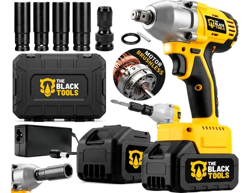 Chave de Impacto a Bateria 21V 1/2" Pol 2400 Rpm Bivolt com Acessórios e Maleta The Black Tools