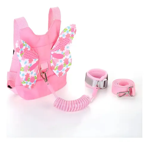 Criança Mochila Segurança Anti Perda com Bracelete Cor Rosa