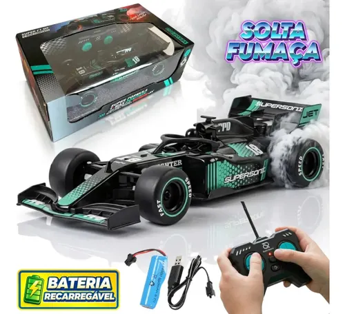 Carrinho de Formula 1 com Controle Remoto Atacarejo Kids Preto Verde Carrinho de Corrida Brinquedo para Menino