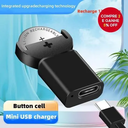  Carregador de Bateria de Lítio Tipo Moeda LIR2032 LIR1632 LIR2025 LIR2016 LIR2032H Longa Duração USB-C