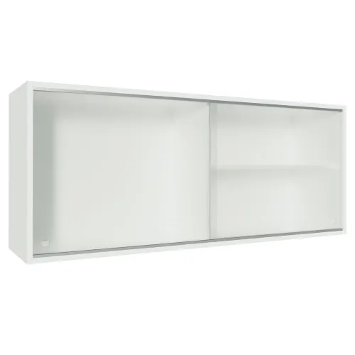 Armário Aéreo Madesa Acordes 100% MDF 2 Portas de Correr de Vidro Branco