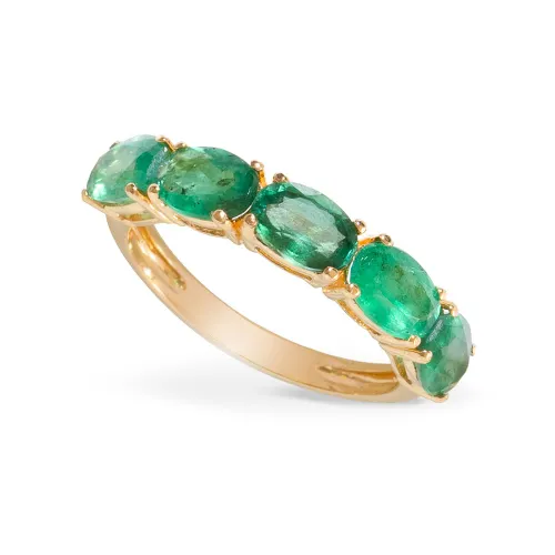 Anel Aparador com Esmeralda em Ouro 18k