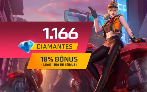 Recarga Free Fire - 1.060 Diamantes +10% de Bônus