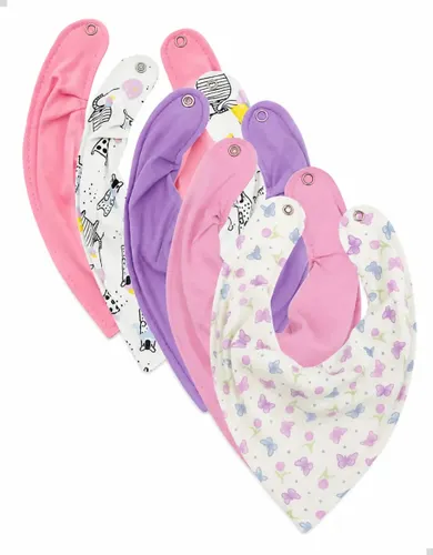 Babador Bandana Bebê Menina Impermeável, Kit 5, Eternizare Borboletas Tamanho UN