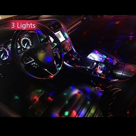【~ Novo FDDT】Lâmpada de Iluminação Interior de Carro LED USB Multicolorida, Luz de Ambiente, Lâmpadas Neon, Luz DJ com Sensor de Som