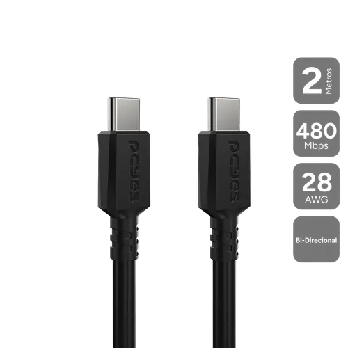 Cabo PCYES USB-C para USB-C 2.0 2M 3A PUCP-02